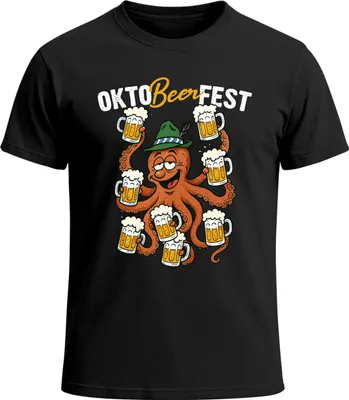Produktbild von Herren T-Shirt für das  Okto-Beer-Fest Oktopus Bier Maßkrüge Fun-Shirt Trachtenshirt Bierfest Outfit Statement Spruch Saufen lustig Moonworks®