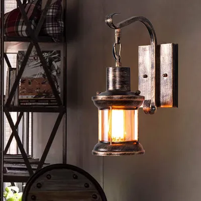 Produktbild von Retro Wandleuchte Leuchte Industriell Bronzelampe Lampe für Lanhaus, Dachboden, Terrasse, Restaurant, Café, Wohnzimmer