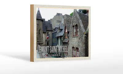 Produktbild von Holzschild Reise 18x12 cm Le Mont-Saint-Michel Frankreich Altstadt