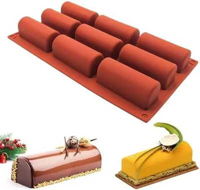 Produktbild von Rechteckige Silikonform, 9 Mulden, Lange Streifen Mousse Silikonform, Müsliriegel Backform für Schokolade, Energieriegel, Eiswürfel, Muffins, Brownies, Kuchen und Seife