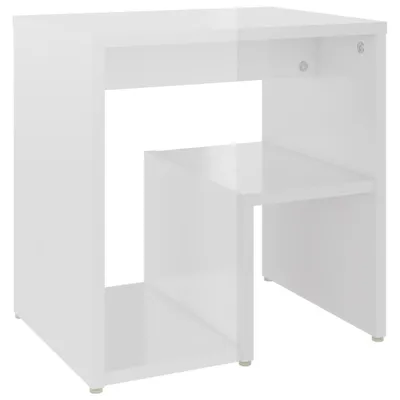 Image de Table de chevet blanc brillant 40x30x40 cm bois d'ingénierie