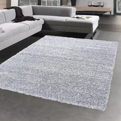 Obrázok produktu pre Moderný koberec s vysokým vlasom v striebornosivej farbe – štýlový dizajn a mäkká štruktúra Rozmery – 160 x 230 cm