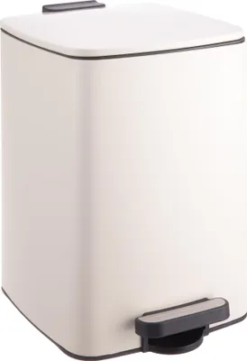Obrázek produktu pro Relaxdays Kuchyňský odpadkový koš, 12 litrů, automatické zavírání, vyjímatelný vnitřní koš, matný kov, hranatý koš s pedálem, béžový