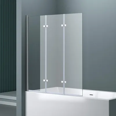 Image de doporro Paroi de Baignoire 130x140cm Pare Baignoire 3 Volets Montage Réversible Verre Trempé Transparent 6mm Cortona116