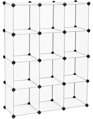 Produktbild von Lagerregal mit Fächern – Kunststoff – verstellbar – weiß – 93 x 31 x 123 cm