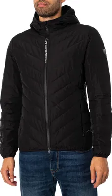 Produktbild von EA7 Daunenjacke mit Logo und Reißverschluss, Schwarz L