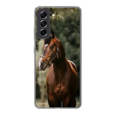 Produktbild von MuchoWow® Handyhülle Schutzhülle Hülle für Samsung Galaxy S21 FE Pferd - Äste - Porträt Silikon Softcase Handy Hülle - Mobiltelefonhülle