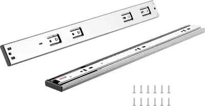 Obrázek produktu pro SucceBuy 6 párů pojezdů zásuvek 457,2 mm, boční pojezdy, robustní ocelové pojezdy s plným výsuvem, tiché zavírání, bezhlučné pojezdy, nosnost 100 lbs
