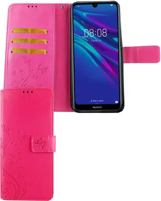Zdjęcie produktu dla Etui na telefon Huawei Y6 2019 etui ochronne etui z klapką etui na kartę różowe