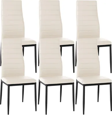 Produktbild von 6er Set Esszimmerstühle Mayfair Kunstleder creme