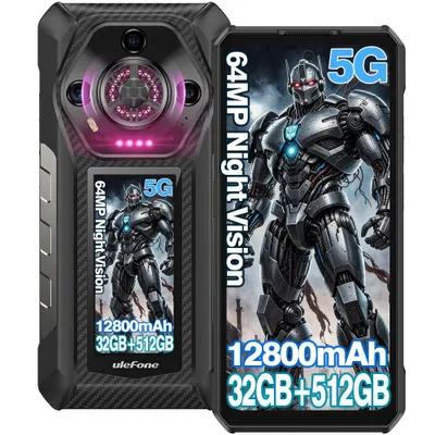 Image de Ulefone Armor 30 Pro 5G Smartphone Incassable 16Go+512Go 6,95" FHD+ 3,4" 12800mAh/66W Téléphone Portable Incassable 120Hz 50MP+64MP Vision Nocturne