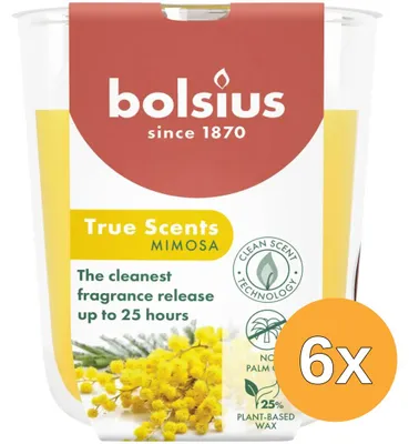 Produktbild von 6 Stück Bolsius Duftglas 80/73, Duft: Mimose (je 1 Stück)