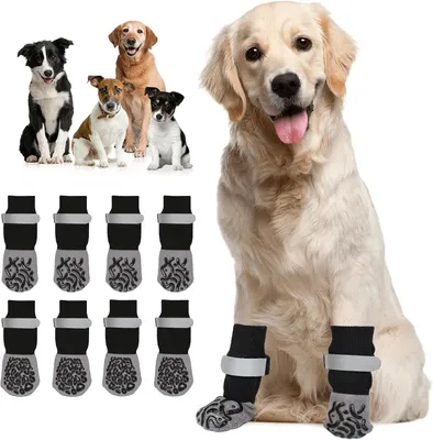 Imagen del producto de Calcetines para perros - Juego de 4 - Talla M - Algodón - Transpirables - Antideslizantes - s