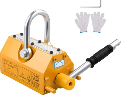 Immagine prodotto di SucceBuy magnete di sollevamento con capacità di sollevamento di 600 kg, magnete di sollevamento al neodimio con maniglia di rilascio e gancio in acciaio, adatto a gru e paranchi da officina, ideale per il sollevamento di piastre d'acciaio e tavole di metallo