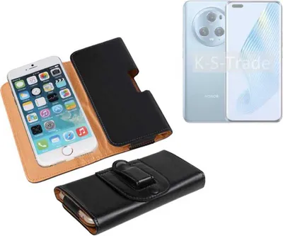 Produktbild von K-S-Trade Schützhülle Handyhülle kompatibel mit Honor Magic5 Holster Gürtel Tasche Schutzhülle Handy-Tasche Smartphone Case Seitentasche schwarz