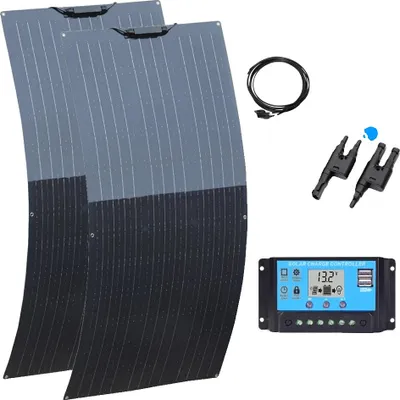 Obrázok produktu pre Flexibilná súprava solárnych panelov, 240W dvojitý panelový systém, inteligentný regulátor nabíjania, 240W 12V 24V 20A KIT