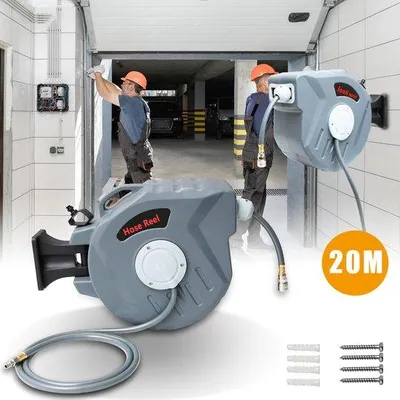 Obrázok produktu pre Automatický navijak na vzduchovú hadicu s rýchlospojkou ¼ palca – nástenný držiak – rôzne dĺžky – 20+2 metre
