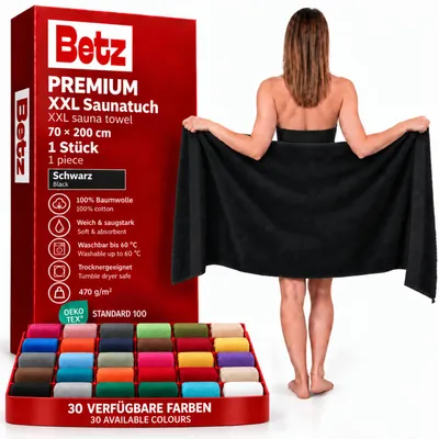 Produktbild von Betz Saunatuch 70 x 200 cm PREMIUM 100% Baumwolle Badetuch Liegetuch Strandtuch   Farbe: schwarz