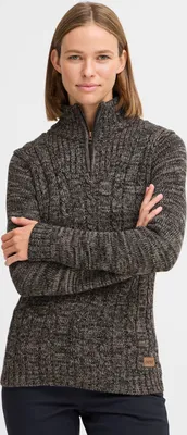 Produktbild von OXMO OXPhepe Damen Troyer Strickpullover Pullover mit Troyerkragen Label-Badge Rippbündchen 100% Baumwolle Regular fit