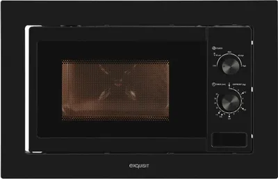 A black built-in microwave oven with controls on the right side.