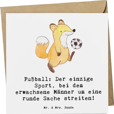 Produktbild von Mr. & Mrs. Panda Klappkarte Fußballspiel - Weiß - Geschenk, doppelkarte, anlasskarte, Grußkarte, Sportler Geschenke, Sportarten, Männer, Generationen, Erwachsene, Humor