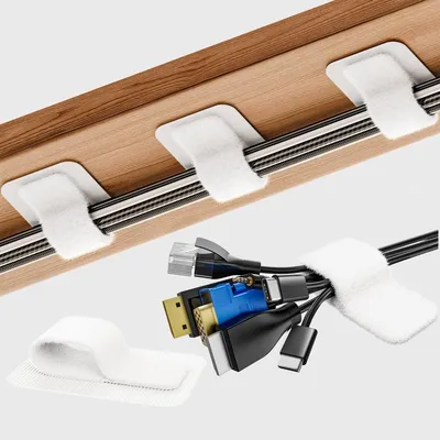 Produktbild von Kabelorganizer Kabelhalter Kabelmanagement - 20 Paar - Weiß - 120 x 40 mm - Unter dem Schreibtisch