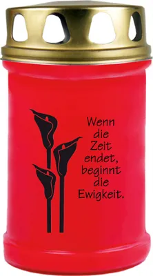 Produktbild von Grabkerze Rot, Brenndauer: 48 Stunden, Motiv: Calla