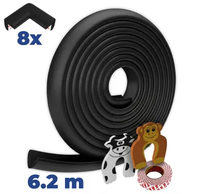 Produktbild von Kantenschutz Set aus Schaumstoff schwarz, Eckenschutz, Fingerschutz