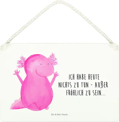 Produktbild von Mr. & Mrs. Panda Schild Axolotl Hurra DIN A4 - Weiß - Geschenk, Holzschild, Schwanzlurch, Lurch, Türschild, holzbild, kleine aufmerksamkeit, Motivation, wandtafel