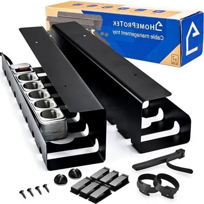 Produktbild von Famanu Kabel Organizer Set 2-teilig Schwarz - Praktische Büro-Halterung für Kabel