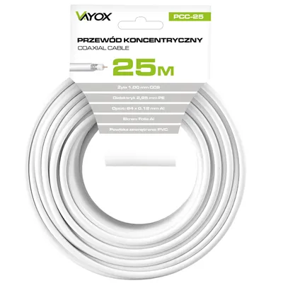 Zdjęcie produktu dla Kabel koncentryczny antenowy TV 25mb PCC-25 libox RG6U
