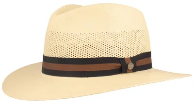 Original Netz Panamahut mit Streifen-Ripsband von Hut-Breiter in beige