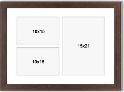 Produktbild von aFFa frames Tisar, Bilderrahmen aus Holz, Acrylglasfront, Mehrfach Bilderrahmen, Bildergalerie, Fotogalerie mit Passepartout, 3 Foto-Ausschnitten für 2 Fotos 10x15 cm und 1 Foto 15x21 Bronze, 30x40 cm