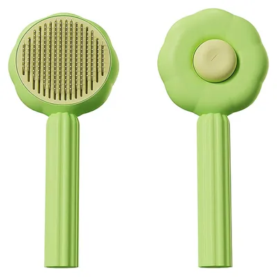 Produktbild von Haustier-Haarreinigungsbürste, hautfreundliche Katzenbürste, sonnenblumenförmige Hundebürste, Kurzhaar, Langhaar, selbstreinigende Bürste, Unterfellbürste, rutschfester Griff für Katzen, Ein-Klick-Reinigung (Hemerocallis)
