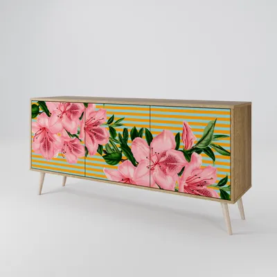 Produktbild von Spacerebels Kommode mit 3 Türen - Sideboard Komodenschrank - Highboard - Kleiderschrank Möbel - Wohnzimmer Schlafzimmer - 57,5×111×42 (HxBxT)
