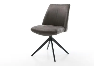 Produktbild von DELIFE Drehstuhl Elso-Flex Mikrofaser Anthrazit Vintage Kreuzgestell breit Schwarz 360° drehbar Wippfunktion Taschenfederkern