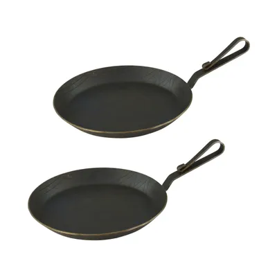 Produktbild von Servierpfanne aus Schmiedeeisen mit gebogenem Hakenstiel Ø 28 cm 2 Stück