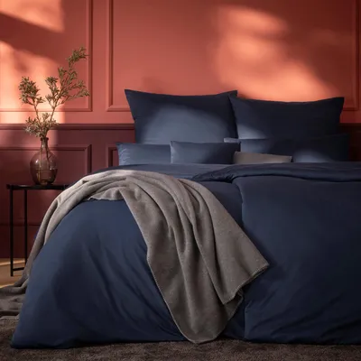 Produktbild von Estella Mako Interlock Jersey Bettwäsche Uni Takoma 135x200 cm + 80x80 cm indigo