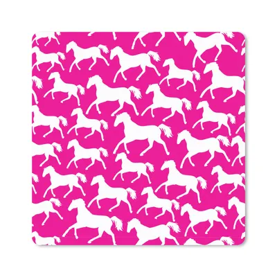 Produktbild von MuchoWow® Mauspad Mousepad Pferde - Rosa - Weiß - Mädchen - Kinder - Mädchen 20x20 cm - Mousepads - Maus Mat - Pad - Mausunterlage - Desk Mat - Bureauartikeln
