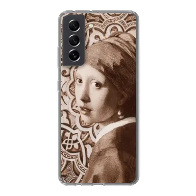 Produktbild von MuchoWow® Handyhülle Schutzhülle Hülle für Samsung Galaxy S21 FE Das Mädchen mit dem Perlenohrring - Vermeer - Schnittmuster Silikon Softcase Handy Hülle - Mobiltelefonhülle