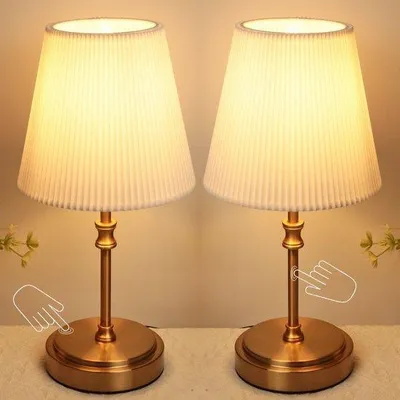 Productafbeelding van Nachttafellamp - Goud - 31,5 cm - Dimbaar met Touchbediening - Voor Slaapkamer en Woonkamer