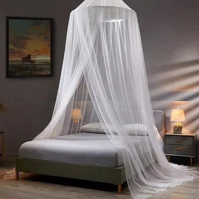 Produktbild von Moskitonetz fürs Bett - Betthimmel mit fluoreszierenden Sternen - Weiß - Kind - 0,6x2,5x1,2m weiß mit fluoreszierenden Sternen