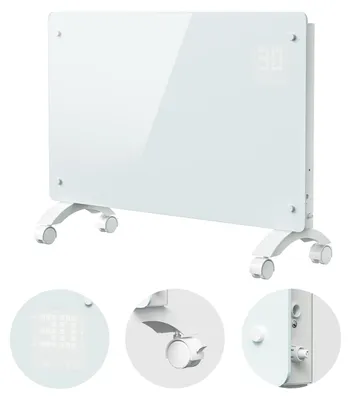 Produktbild von ISOISL Elektroheizung 2500W Weiß Glasheizung mit WiFi App & Fernbedienung, 24h Timer, Thermostat, IP24, Wand- oder Standmontage