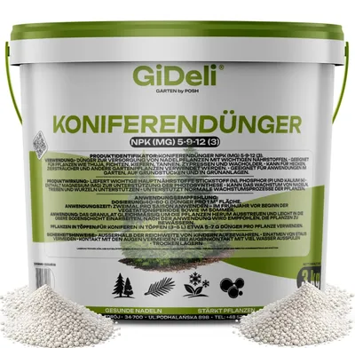 Produktbild von Koniferendünger 3kg NPK 5-9-12 Thuja Hecke Zypresse Nadelbäume Magnesium GiDeli