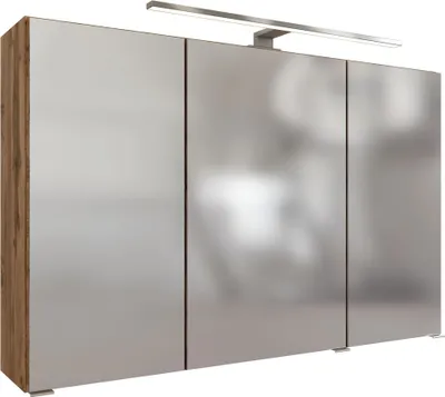 Produktbild von Spiegelschrank 100 cm mit LED Beleuchtung PESARO-03 in Wotan Eiche Nb., B/H/T: ca. 100/64/20 cm
