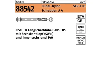 Produktbild von Fischer Langschaftdübel SXR 10x60 FUS R mit Sechskantschraube und U-Scheibe, rostfrei
