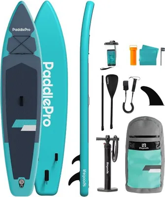 Produktbild von LifeGoods SUP Board Touring - 165 KG Tragkraft - 365 x 76 cm - Aufblasbar - Komplettes SUP Paket - Türkis