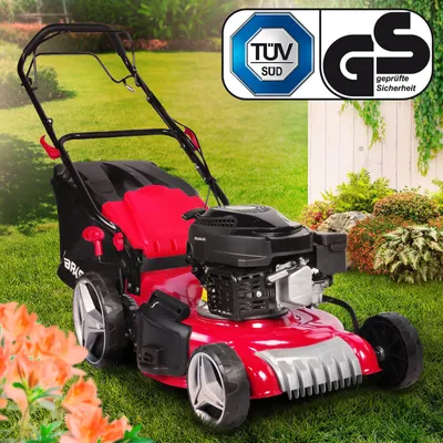 Produktbild von BRAST Benzin Rasenmäher mit Antrieb   3,5kW (4,76PS)   46cm Schnittbreite     4 Takt OHV Motor   30-80mm Schnitthöhe   60L Fangkorb   Stahlgehäuse