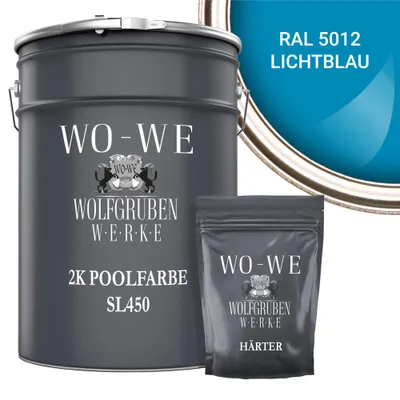 Produktbild von 2K Poolfarbe Poolbeschichtung Schwimmbadfarbe SL450 Lichtblau wie RAL 5012 - 5Kg