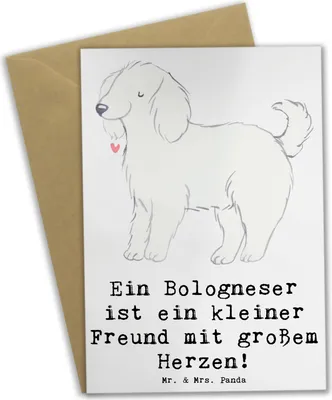 Produktbild von Mr. & Mrs. Panda neujahrskarte Bologneser Herzfreund - Weiß - Geschenk, Hunderasse, Klappkarte, Hundeliebhaber, Grußkarten, Hunderassen Eigenschaften, einladungskarten